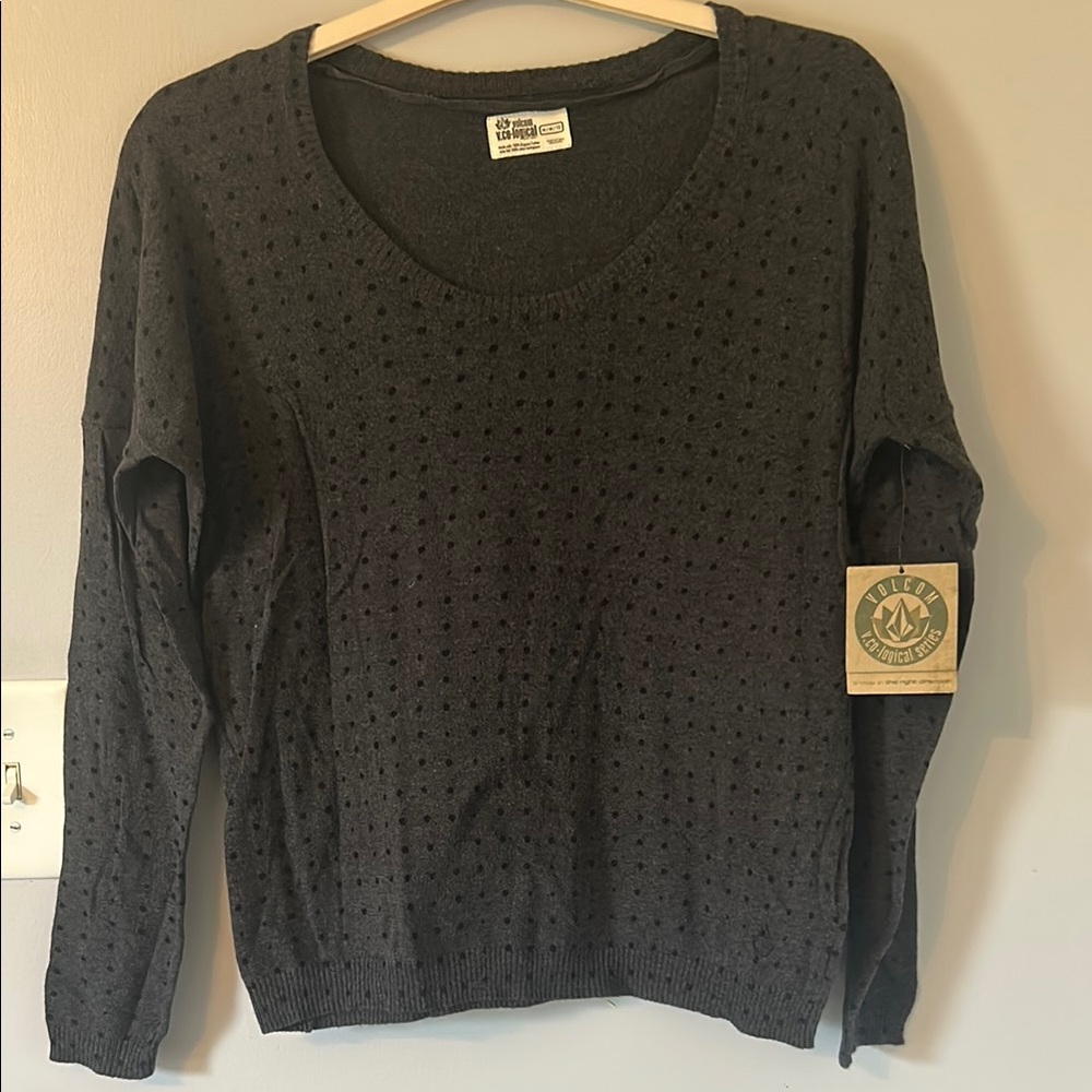 Gray Long Sleeve Polka Dot Sweater